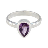 Zoe Purple Solitaire Ring with Teardrop Amethyst Amethyst Purple